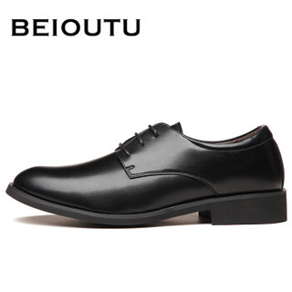 BEIOUTU 北欧图 男士皮鞋商务正装时尚英伦休闲简约系带舒适 178 黑色 42