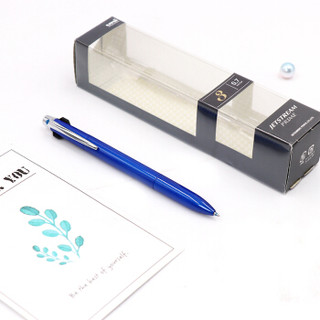uni 三菱铅笔 日本三菱（Uni）多色圆珠笔顺滑中油笔0.7mm 黑红蓝三色签字笔 蓝色金属杆 SXE3-3000 原装进口