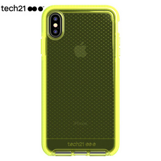 Tech21苹果新品iphone Xs Max手机壳6.5英寸保护套 菱格纹柠檬黄 摄像头保护防摔轻薄无线充电