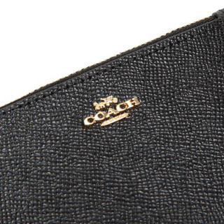 COACH 蔻驰 奢侈品 女士十字纹皮革卡包零钱包 29688 LIBLK 黑色 (橘色，黑色，海军蓝色，向日葵色)