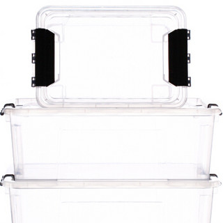 清野の木 高透塑料收纳箱5L+12L四件套 透明加厚桌面收纳盒文件整理盒