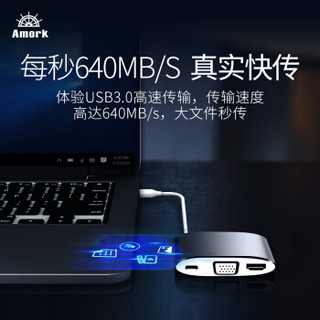 爱魔 Type-C扩展坞 USB-C转HDMI/VGA转换器 PD充电转接头数据线 苹果MacBook华为P20 Pro投屏拓展坞