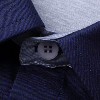 雅鹿 衬衫男士 时尚百搭假两件式套头衬衫青年休闲修身简约长袖衬衣男 HZL-1612 深蓝 3XL