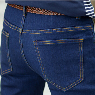 猫人（MiiOW）牛仔裤 男士时尚休闲简约纯色牛仔长裤子B235-105深蓝色31