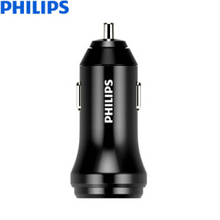 飞利浦（PHILIPS）车载充电器支持QC3.0快充 12V/24V车通用 车充头点烟器一拖二双USB 智能输出 DLP3523Q