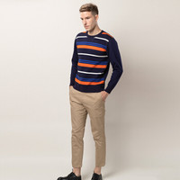 海之宁 保暖内衣男士可外穿2018新款潮青年时尚打底棉毛衫韩版休闲加绒加厚套装 7006藏青 L码