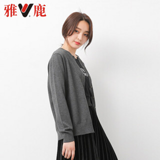 雅鹿 MY2365 毛衣开衫女小清新毛衣女甜美外套针织衫短款 深灰色 XL