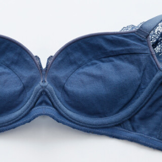 欧迪芬 文胸 蕾丝上托聚拢胸罩内衣 全蕾丝罩杯面文胸 xb7156 蓝色 38
