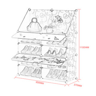 奈高塑料鞋柜简约大容量防尘多功能家用省空间鞋柜门厅柜带置物架2列4    950*370*1100