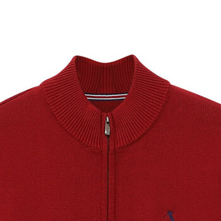 GOLF/高尔夫 男士针织衫2018秋装新款男装圆领纯棉开衫外套 C3825049 红色 170/88(M)_48