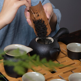 丹雅黑陶茶具套装旅行功夫茶具茶壶茶盘日式家用 商务礼盒装