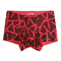 BODYWILD 男士内裤 AIRZ系列无痕印花平角内裤 ZBN23LT2 紫红条 175 (红色、175、平角裤、莫代尔)