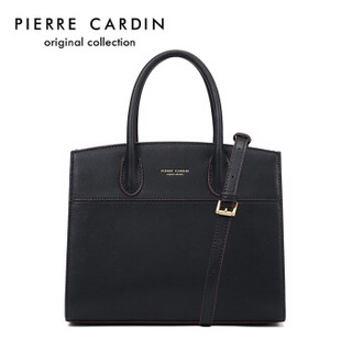 pierre cardin 皮尔·卡丹 女包手提包时尚牛皮单肩斜挎包 J7A223-080201A黑色