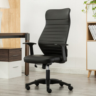 联丰(lianfeng) 电脑椅 办公椅子 家用网椅人体工学椅职员椅 DS-8603纤皮黑