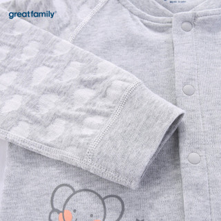 歌瑞家（greatfamily）男宝宝纯棉时尚双层提花婴儿对襟套装 灰色73cm