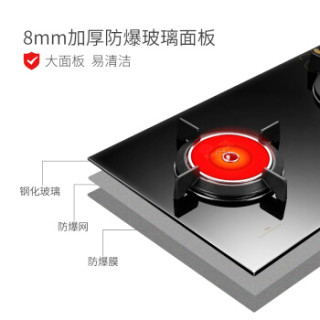 红日(Redsun) 红外线灶 燃气灶 煤气炉 节能猛火灶 煤气灶天然气 台嵌两用 红外灶双灶 高热效率 红外一级能效 JZT-EH02C金(天然气)