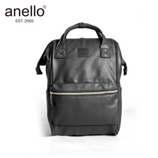 anello 阿耐洛 自营旗舰店 合成皮革钢圈定型双肩背包男女旅行包B1212黑色