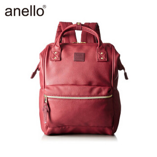 anello 阿耐洛 自营旗舰店 合成皮革钢圈定型双肩背包男女旅行包B1211酒红色