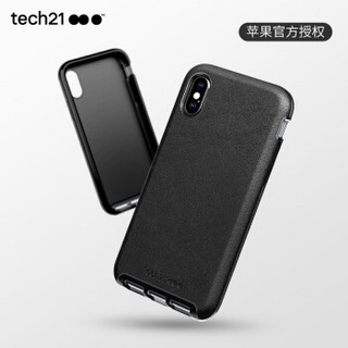 Tech21苹果新品iphone Xs Max 手机壳 6.5英寸 保护套 轻奢皮质款经典黑 摄像头保护 防摔轻薄 支持无线充电