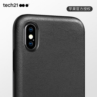 Tech21苹果新品iphone Xs Max 手机壳 6.5英寸 保护套 轻奢皮质款经典黑 摄像头保护 防摔轻薄 支持无线充电