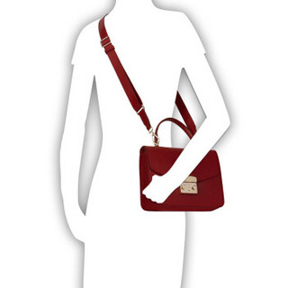 FURLA 芙拉 METROPOLIS系列 女士 牛皮革 深红色  S号 手提斜挎单肩包 984334 深红色