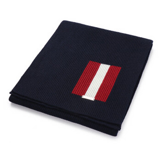 BALLY 巴利 男士深蓝色羊毛配红白条纹长形针织围巾丝巾 M7MR256K 8S035/75