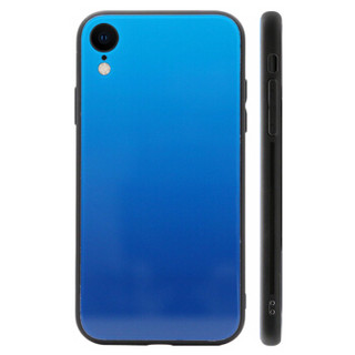 伟吉iPhoneXR 玻璃后盖手机壳（钢化玻璃后盖+TPU软边）防摔全包新款硬壳 蓝色 适用于苹果XR