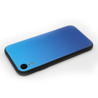 伟吉iPhoneXR 玻璃后盖手机壳（钢化玻璃后盖+TPU软边）防摔全包新款硬壳 蓝色 适用于苹果XR