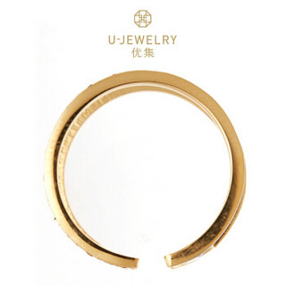 优集（U Jewelry）7HLJ1001L3610 福禄系列 镂空镶钻开口戒指中款翡翠绿 中绿