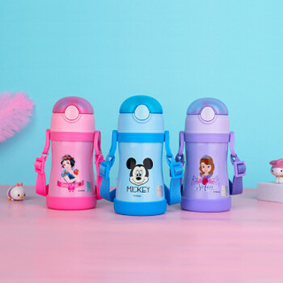 迪士尼（Disney）宝宝吸管杯学饮杯 儿童保温杯婴儿水杯316不锈钢水壶 紫色苏菲亚