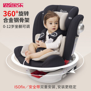 路途乐(Lutule) 汽车儿童安全座椅isofix硬接口 360°旋转 坐躺可调0-12岁宝宝座椅 Air S+ 卢克灰