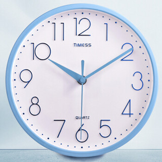 TIMESS 挂钟 时尚钟表 创意客厅静音钟表现代简约个性3D立体时钟卧室圆形石英钟挂表 8951M-5蓝