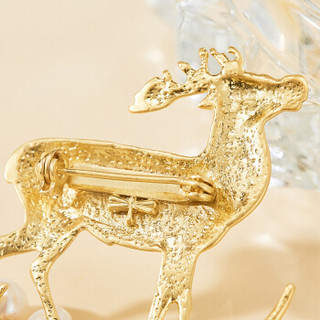 CHERRY CHAU 一鹿有你 麋鹿树枝灵动造型异形珍珠胸针女 气质别针 圣诞节礼物送女友