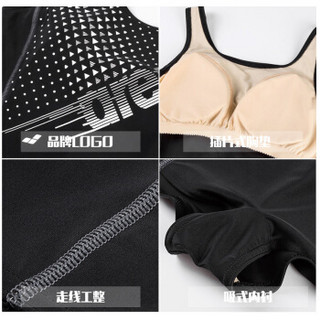 阿瑞娜arena泳衣 新款女士连体保守健身训练运动游泳衣修身 遮肉显瘦连体TMS8141W-BKWT-L 黑色