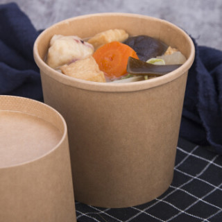 一三五八 一次性食品级加厚皮卡纸打包汤盒 780ml*500只 不带盖 4