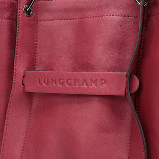LONGCHAMP 珑骧 女士Longchamp 3D系列 石榴红色牛皮中号手提单肩包 1285 770 209