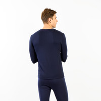 京东京造 男士圆领保暖内衣 羊毛加厚秋衣秋裤保暖套装 藏青色 M码