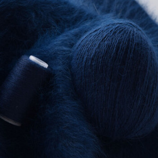 牧心 羊绒线 长毛毛线 14/2中粗线 手编机织均可 婴儿宝宝毛线 围巾线Z06 藏蓝色