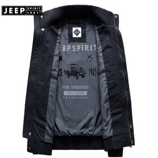 JEEPSPIRIT吉普 2019春秋季新品 型男式夹克 男款大码夹克外套  RSC1671黑色 M