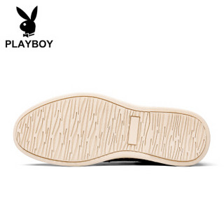 PLAYBOY 花花公子 英伦商务休闲皮鞋男低帮工装系带百搭 DA75214 黑色 39