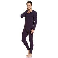 JOCKEY 秋衣秋裤男棉质保暖内衣套装情侣款舒适柔软贴身套装 J1511405365XXL 365黑紫色 XXL