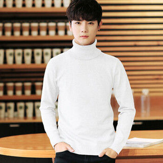 金盾（KIN DON）毛衣  新款男士休闲长袖高领纯色毛衣1212-M39白色XL