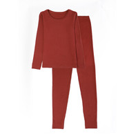 京东京造 女士圆领保暖内衣 羊毛加厚秋衣秋裤保暖套装 酒红 L码