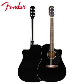 Fender 芬达 CD-60SCE系列 原声 云杉木单板民谣木吉他 民谣缺角电箱吉他41寸 BLK黑色