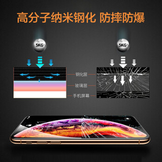 悦可 苹果iPhone XsMax钢化膜6D热弯全屏高清覆盖防刮防指纹全玻璃手机膜 -石墨黑-6.5英寸