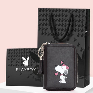 PLAYBOY 花花公子 女卡包学生多卡位可爱日韩迷你卡通大容量零钱卡片包PAD0932-8B黑色