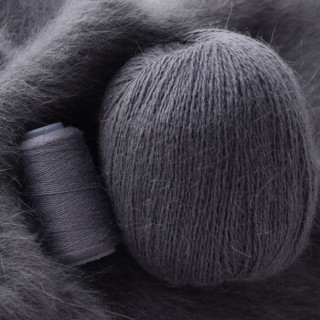 牧心 羊绒线 长毛毛线 14/2中粗线 手编机织均可 婴儿宝宝毛线 围巾线Z06 兰青灰