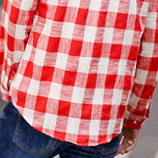 猫人（MiiOW）衬衫 男士休闲时尚潮流百搭青年格子长袖衬衫QT5031-1701红色3XL