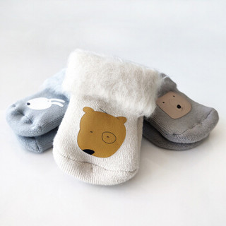 馨颂 婴儿袜子宝宝卡通中筒袜儿童袜子三双装 R013F2 灰色+白色+蓝色 16-18(L)(1-3岁)