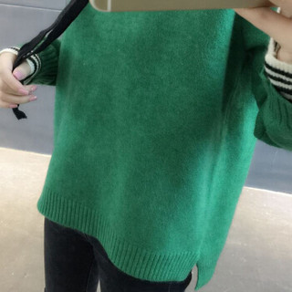 尚格帛 2018冬季新品女装毛衣女韩版针织包芯纱打底衫长袖套头毛衣 LLMZ11GB 5853绿色 均码